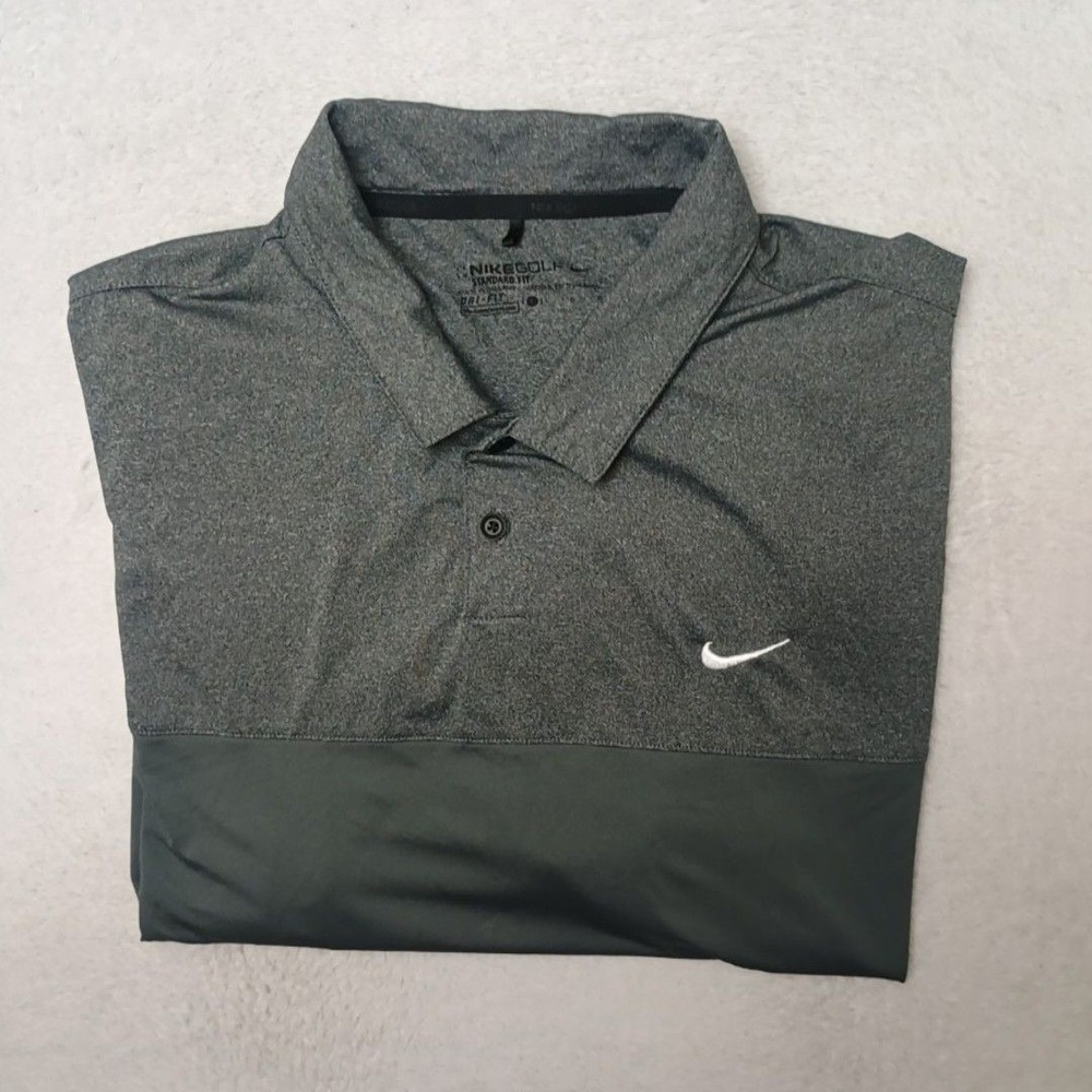 Nike Polo Shirt Mens L Gray Golf Dri-FIT Performance Icon Whistling Straits